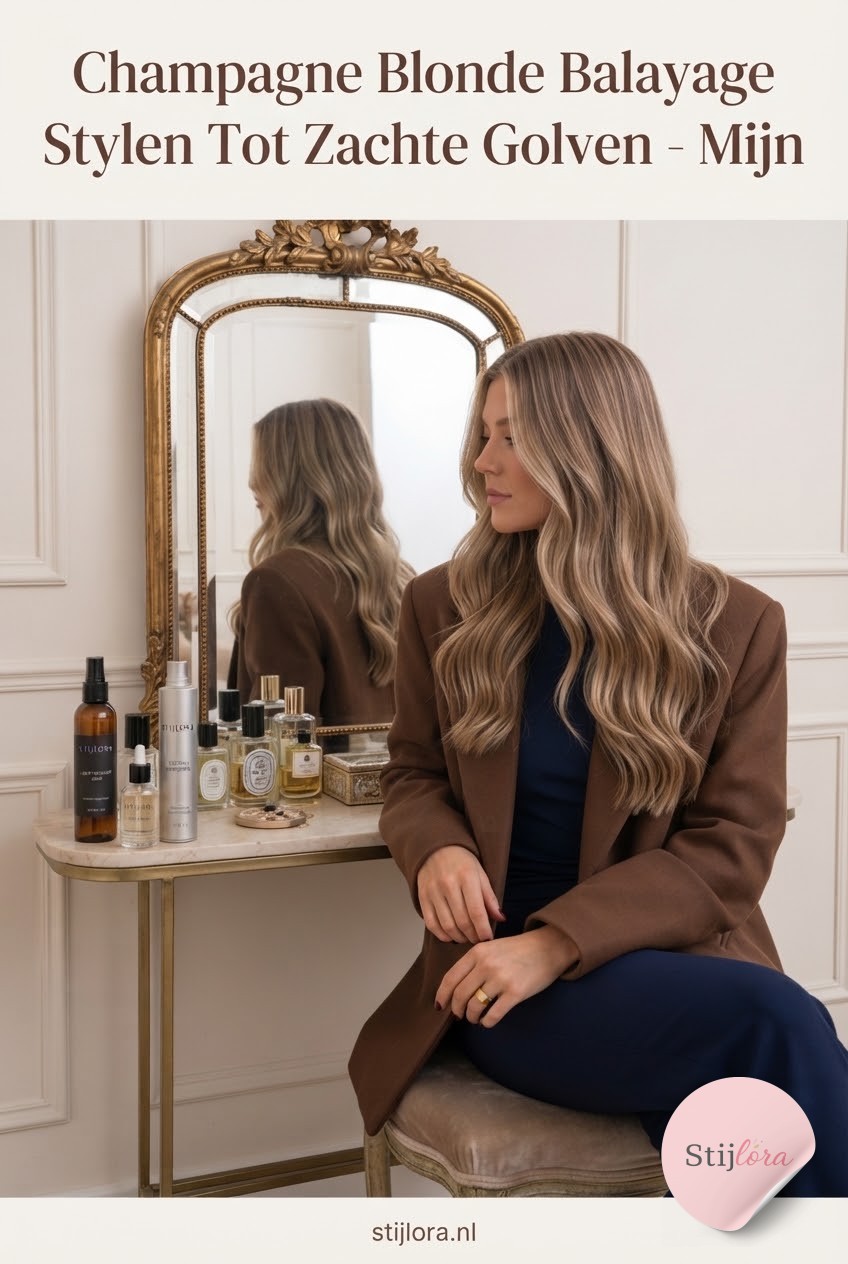 Champagne Blonde Balayage Stylen Tot Zachte Golven - Mijn