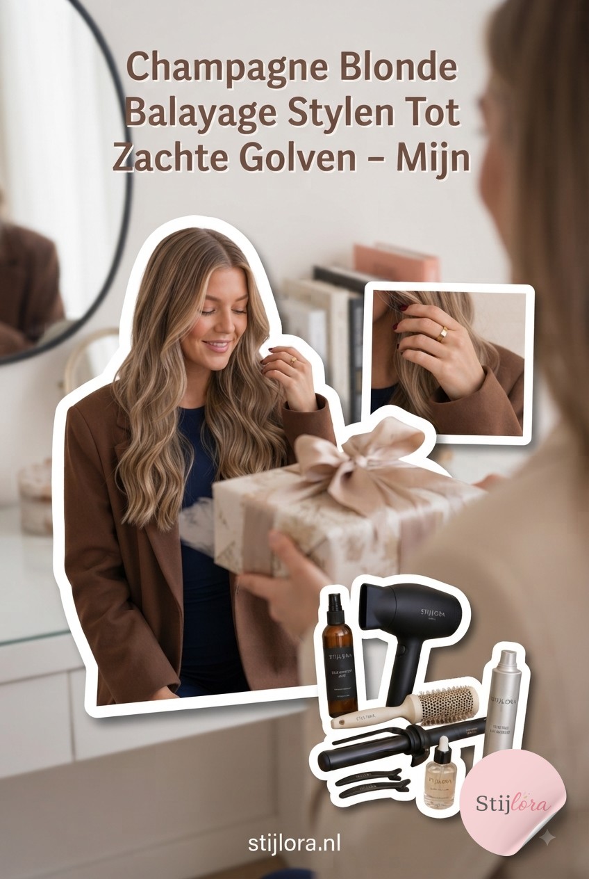 Champagne Blonde Balayage Stylen Tot Zachte Golven - Mijn