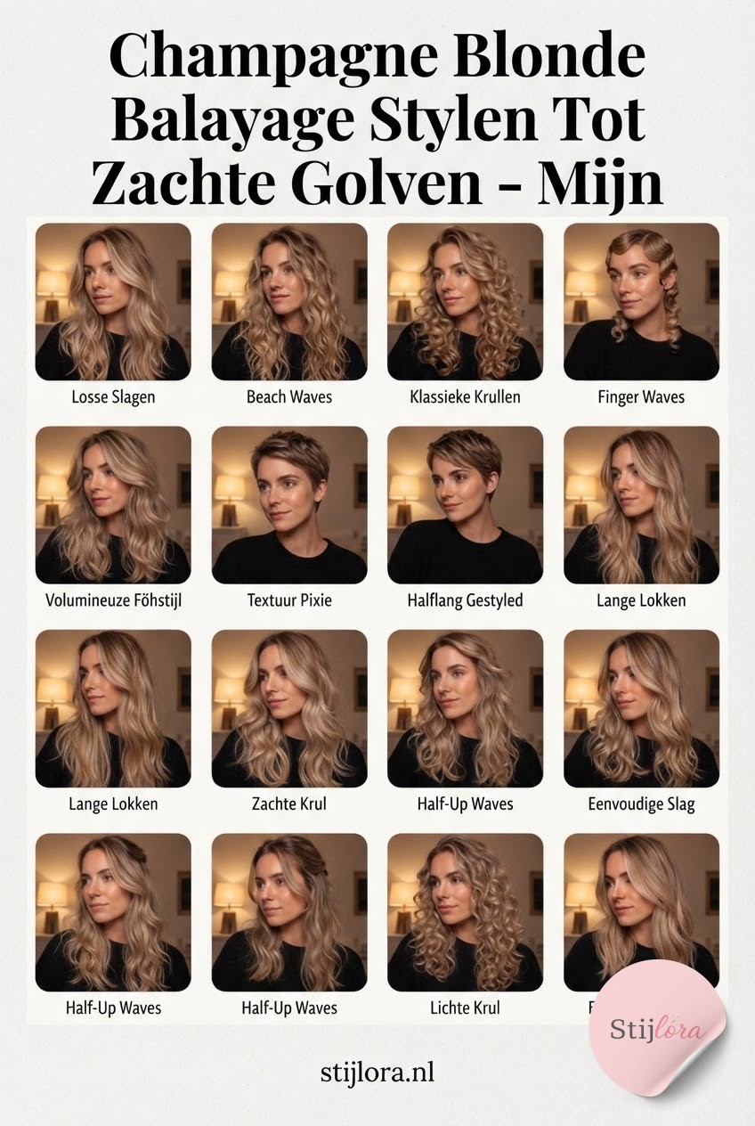 Champagne Blonde Balayage Stylen Tot Zachte Golven - Mijn
