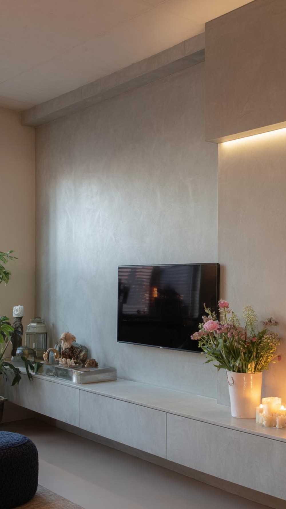 Tv Wand Ontwerp Met Eigentijdse Materialen