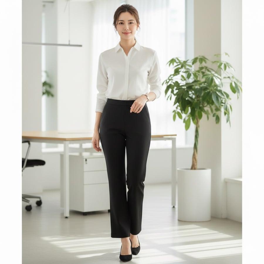 witte blouse professionele dames outfit