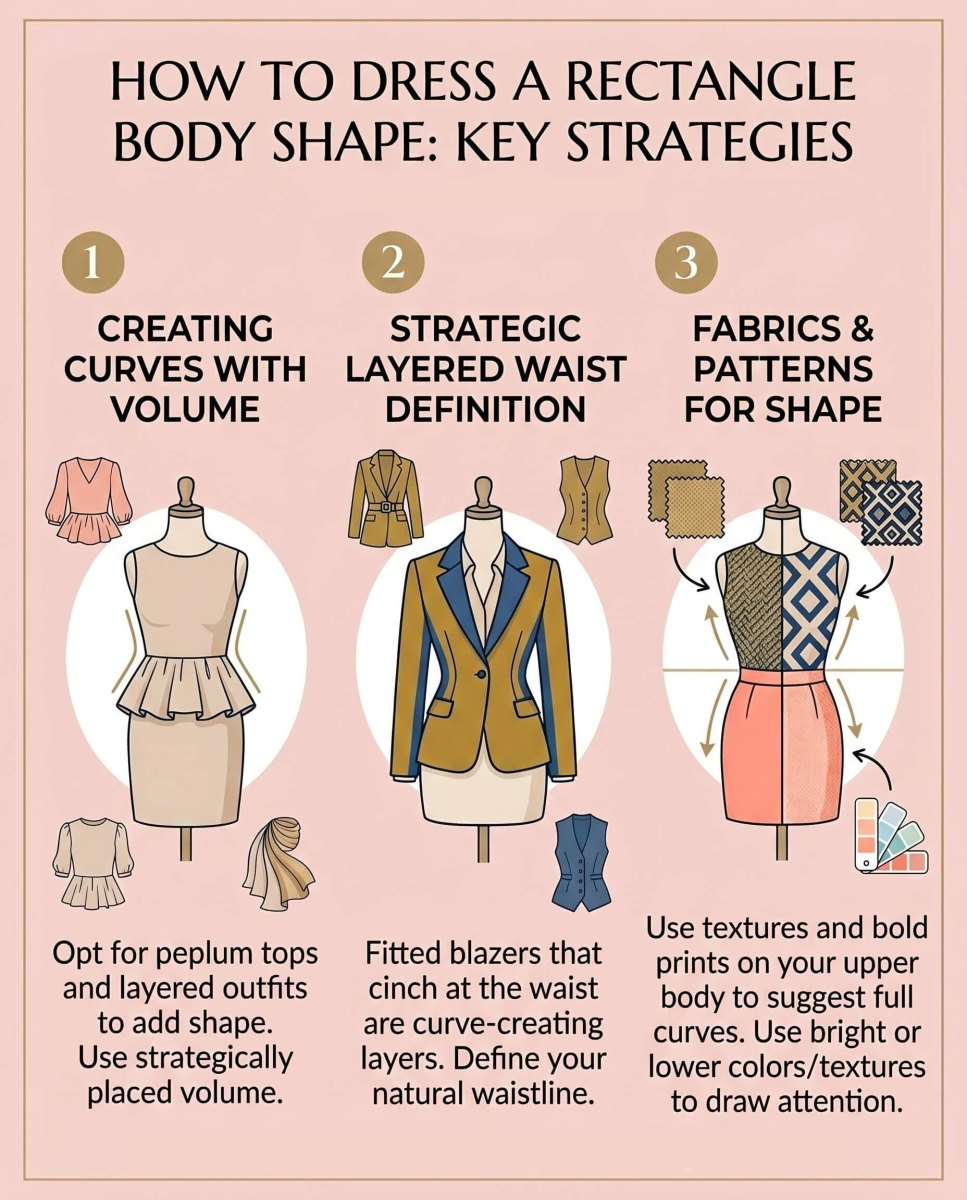 Rechthoekfiguur outfit met taille-effect