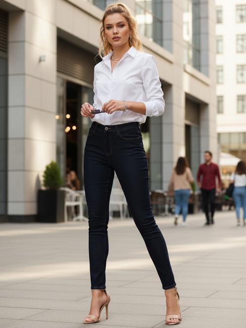 Skinny jeans met top dames