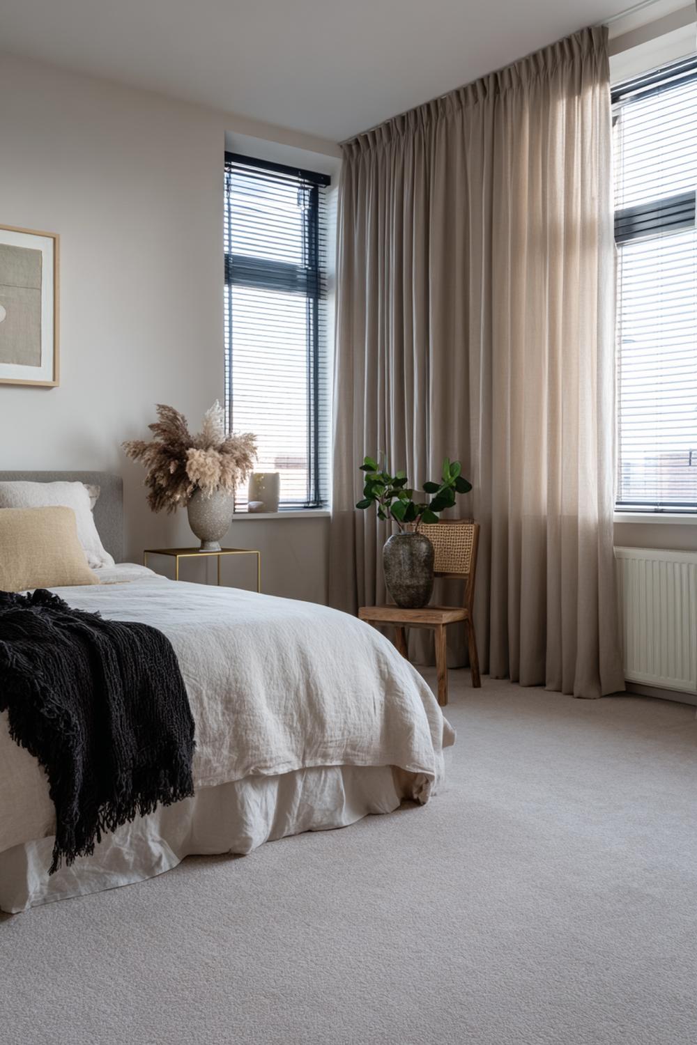 16. Slaapkamer inspiratie met verduisterende gordijnen in linnenlook