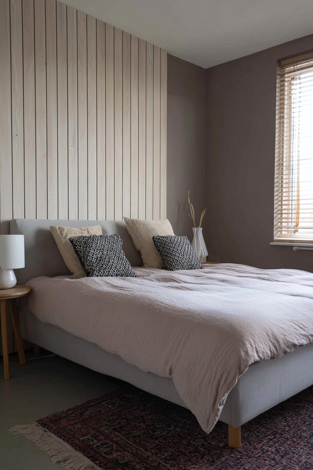 18. Slaapkamer inspiratie met een accentmuur van houten latten