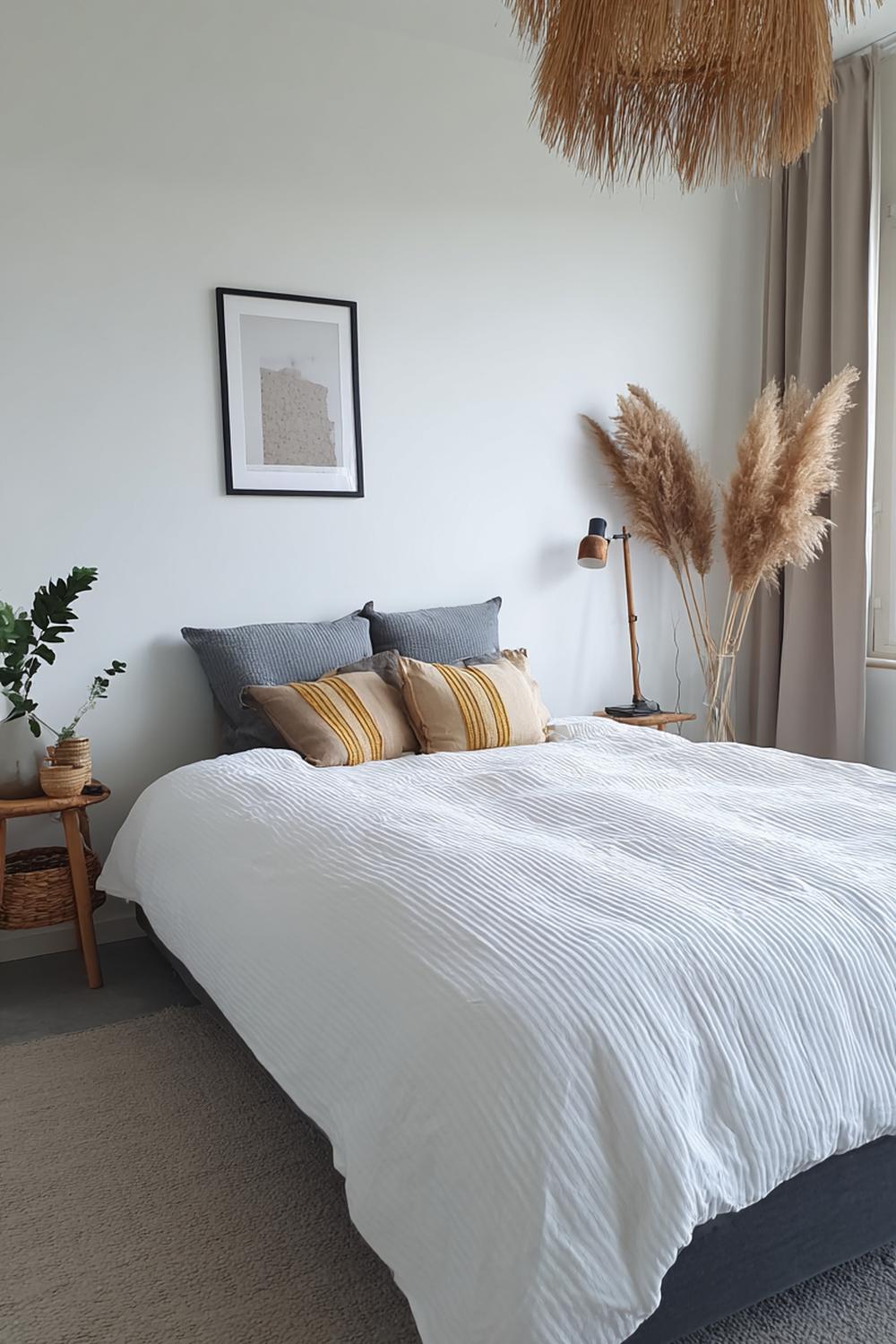 30. Slaapkamer inspiratie met een statement hoofdbord en biesrand