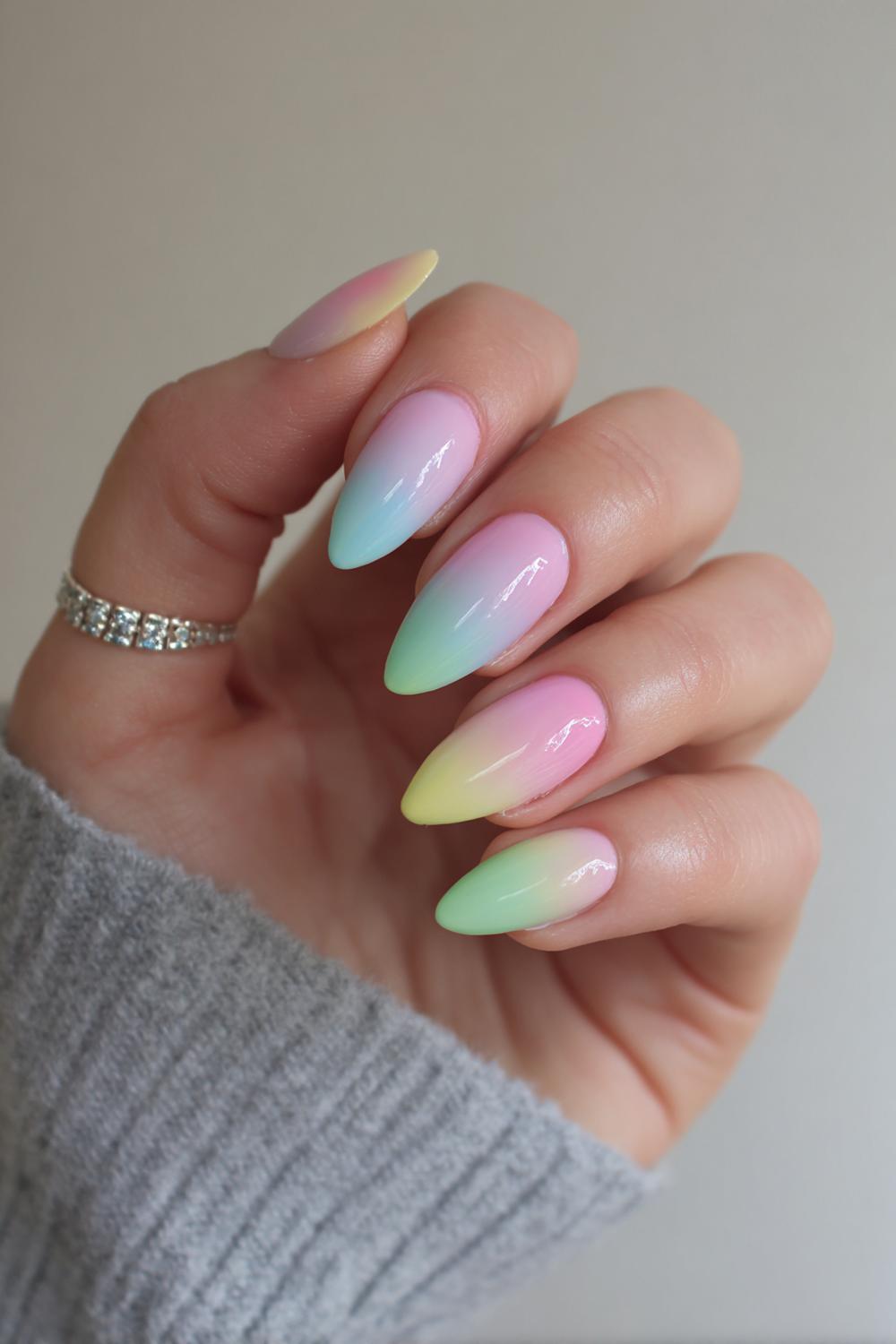 27. Spring nails met pastel gradient en zachte airbrush look