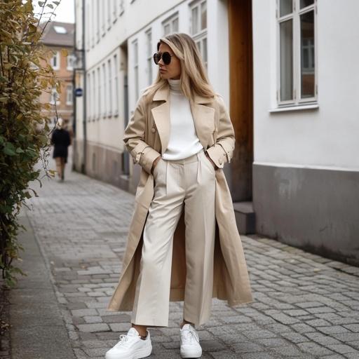Tijdloze trenchcoat minimalistische outfit