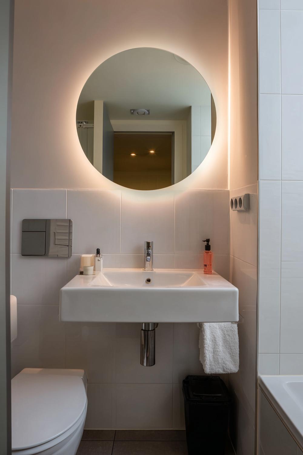 19. Toilet inspiratie met hotelchique spiegel met randverlichting