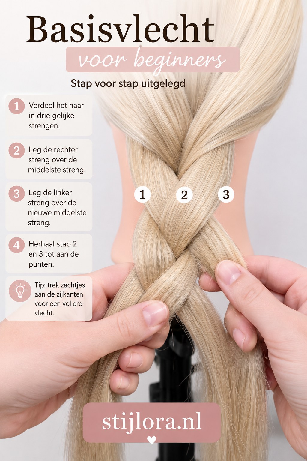 Basisvlecht van drie strengen stap voor stap uitgelegd, hét fundament voor beginners
