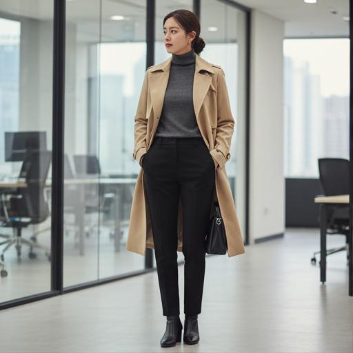 winterse dames kantoor outfit laagjes