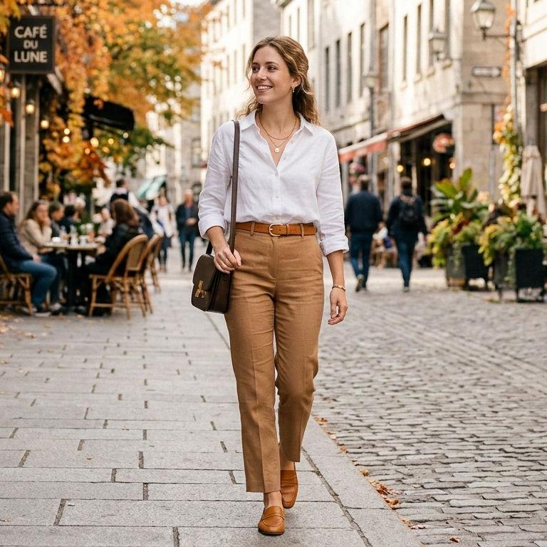 Witte blouse herfstbasis