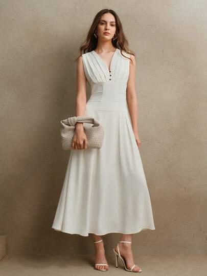 Witte zomerjurk met luxe uitstraling