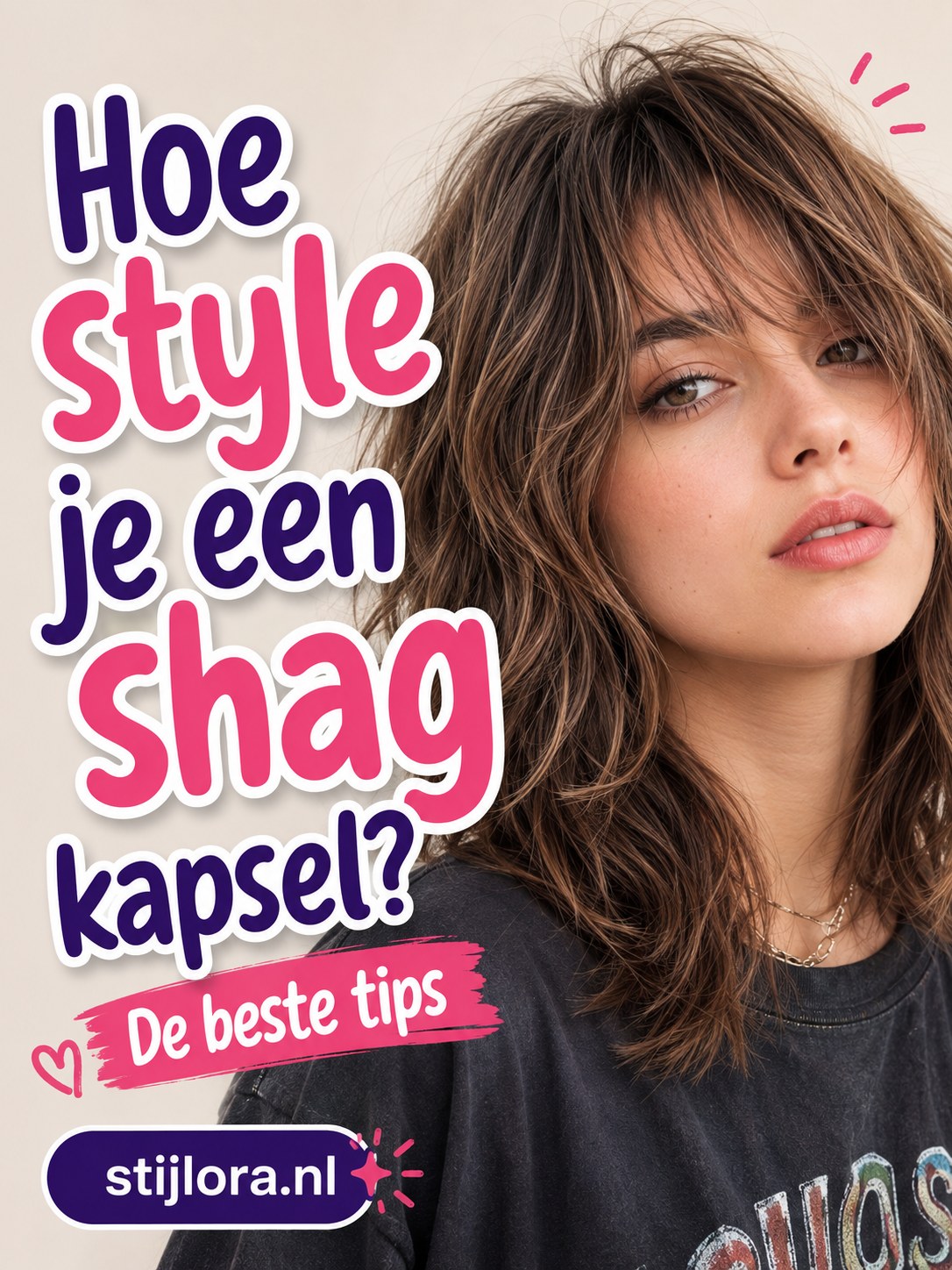 Shag kapsel met pony en textuur als populaire basisvorm voor een wolf cut