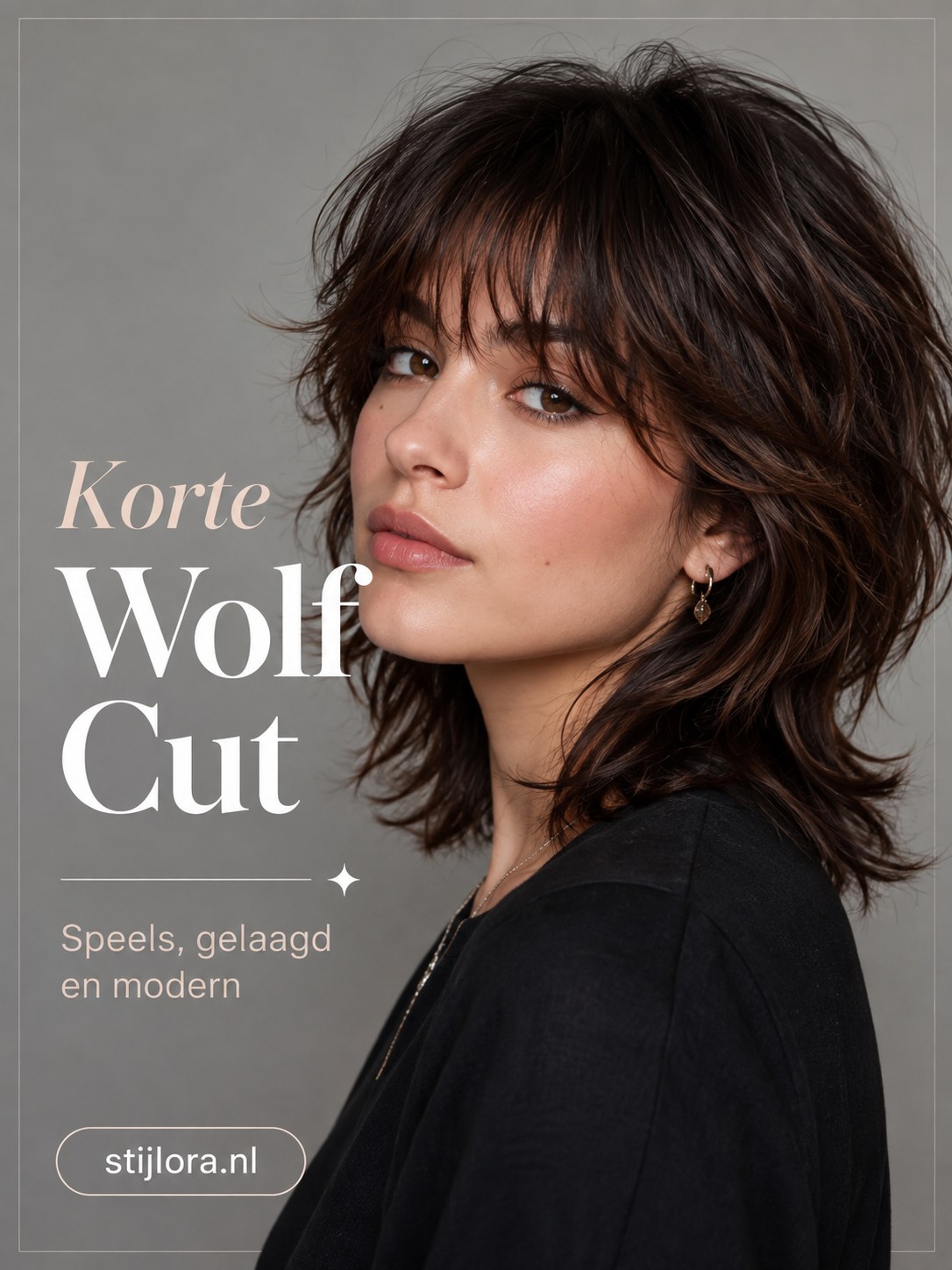 Korte wolf cut met speelse gelaagdheid, ideaal voor dikker of vol haar
