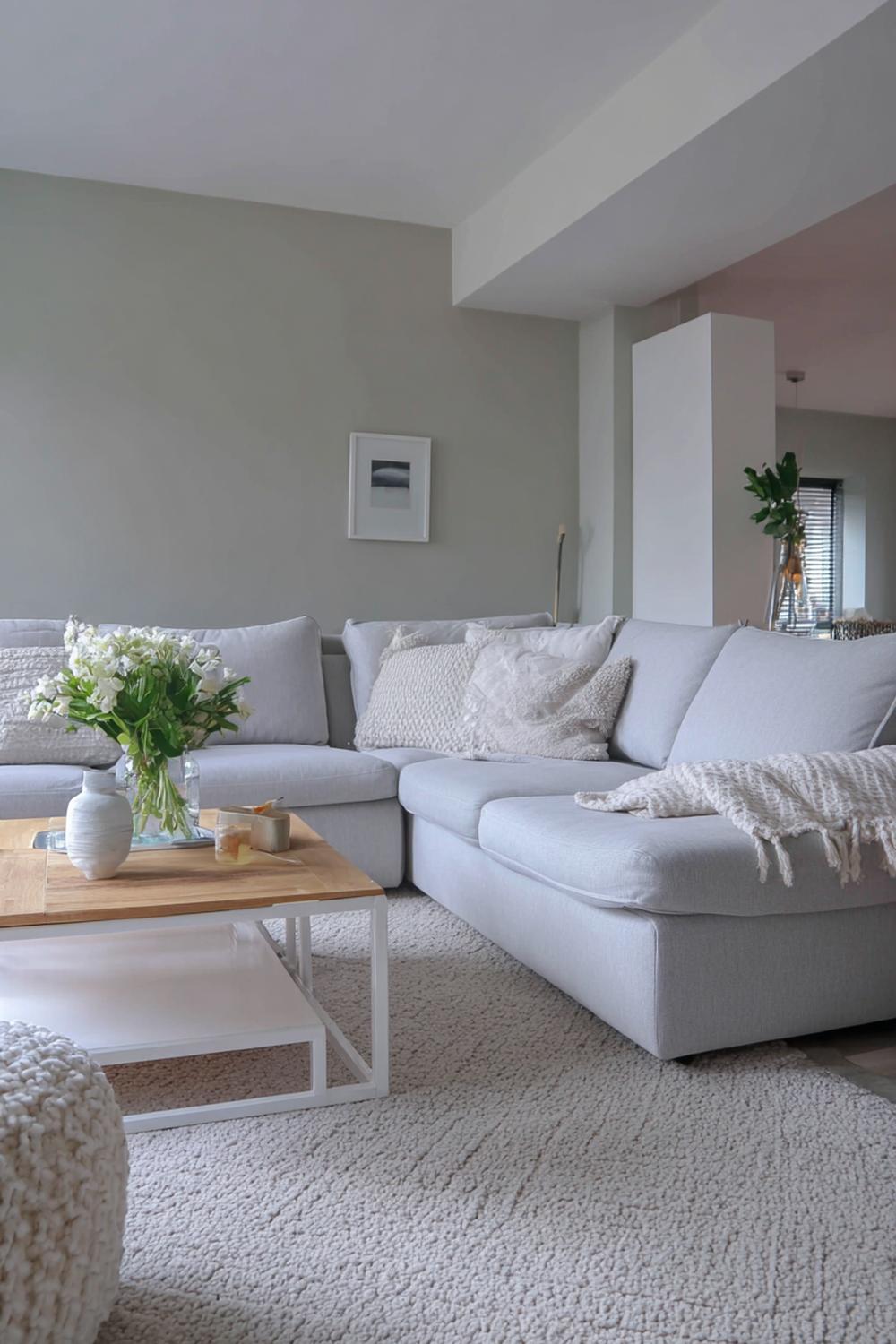 21. Woonkamer inspiratie met hoekbank, groot vloerkleed en duidelijke zones