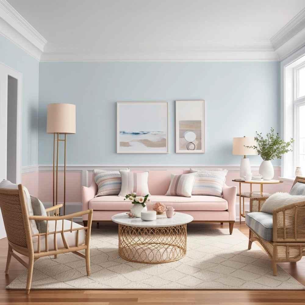 Poederroze lichtblauw crème kleuren