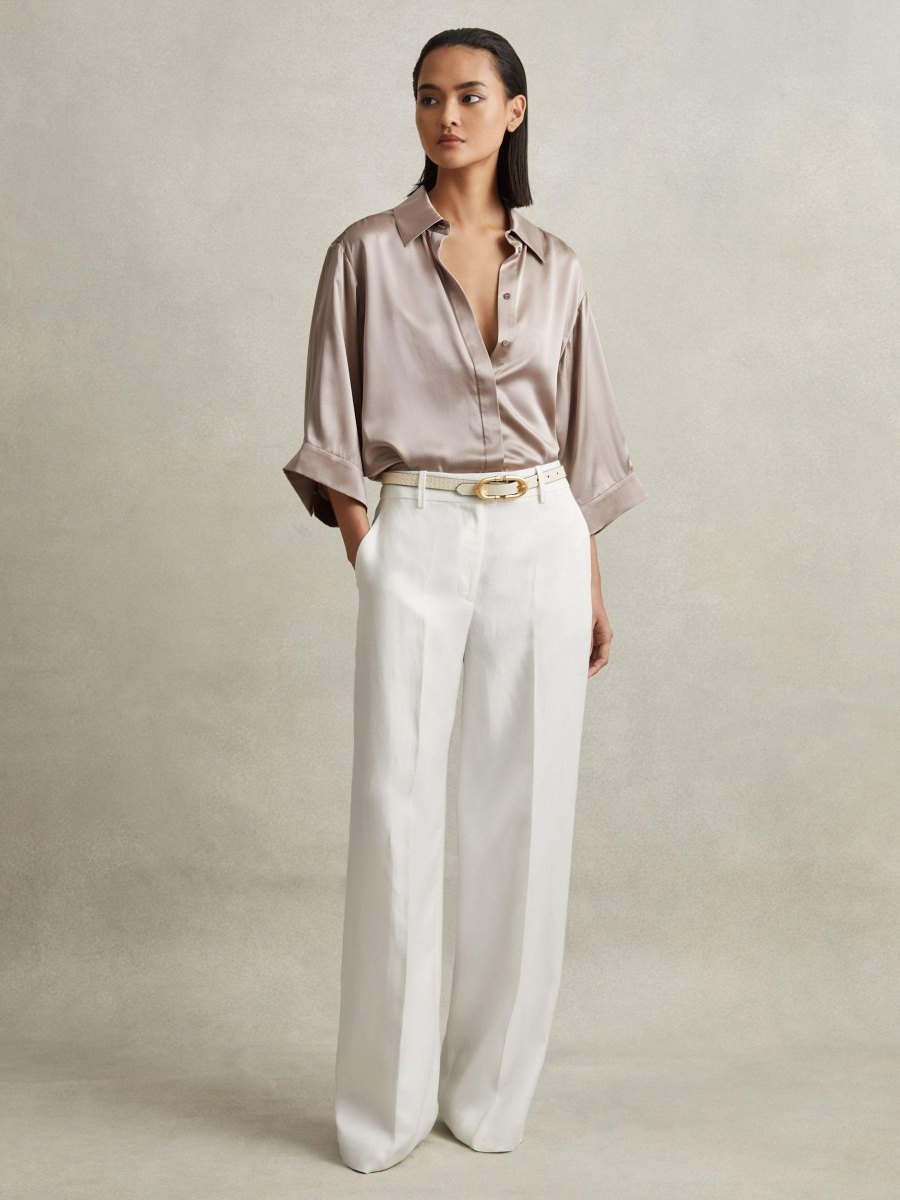 Zijden blouse met luchtige broek
